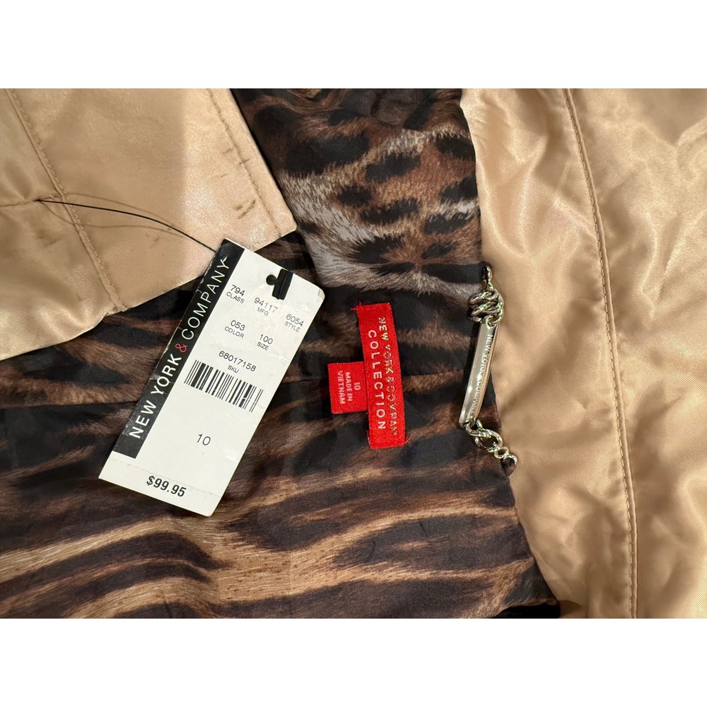 New York & Company Collection Champagne Satin‎ Utility Belted Jacket, 10 NWT - Picture 8 of 9